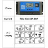 40A DC 12V - 24 V PWM Solar laadregelaar met LCD en 5V USB  Laadreg...