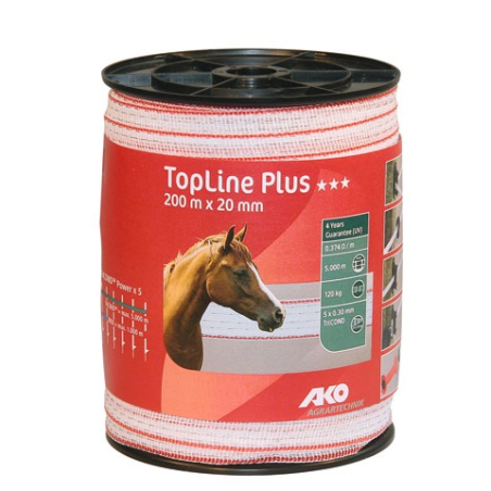 TopLine Plus schriklint wit/rood 2 cm-200 meter
